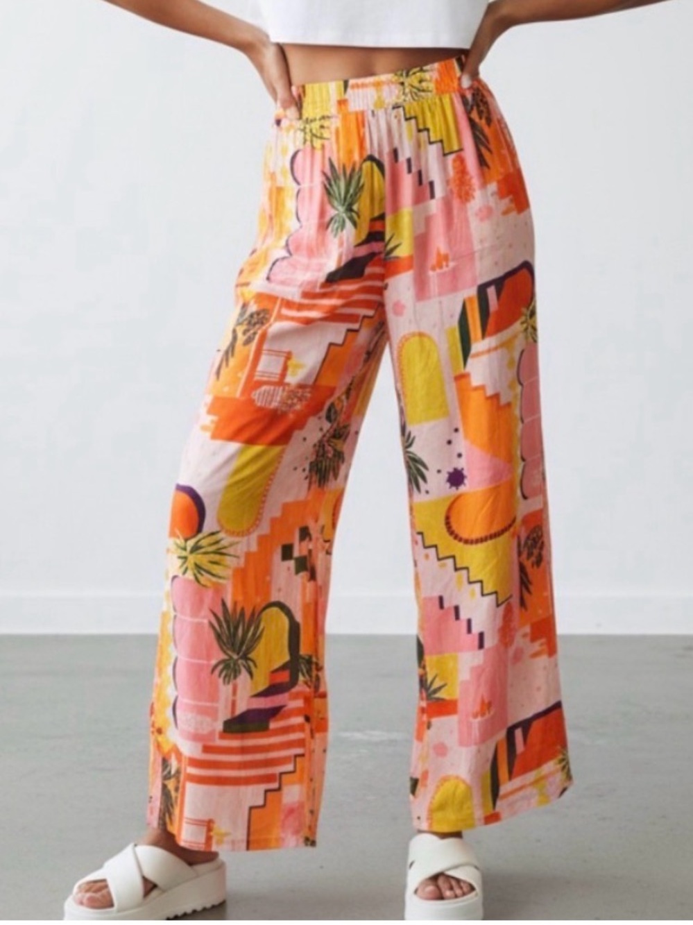 Haute Hippie Tropical Print Cotton Pant